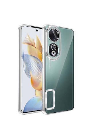 Honor 90 Kılıf Kamera Korumalı Logo Gösteren Zore Omega Kapak Siyah