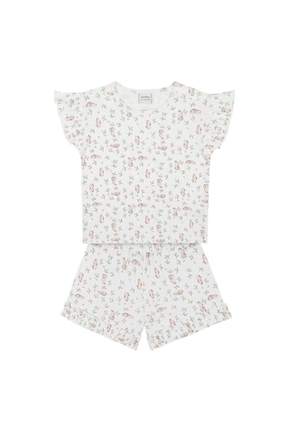 Denokids Organik Beyaz Sevimli Tavşan Kız Pijama Takımı