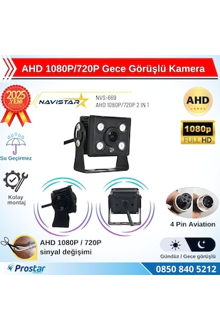 Ahd 1080p/720p Orta Boy Gece Görüşlü 4 Pin Soketli Kamyon Tır Otobüs Kamerası