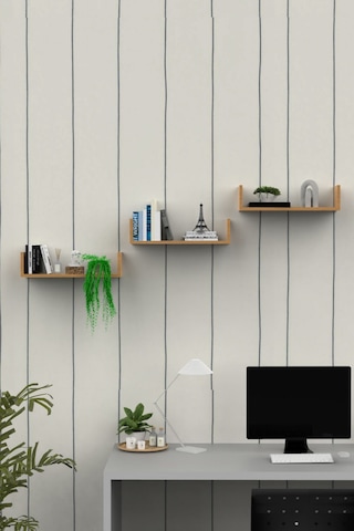 Ahşap Dekoratif Duvar Rafı Üçlü