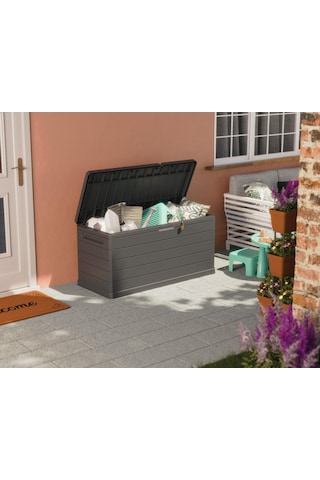 Plast Amalfi Bahçe Sandığı Plastik Koyu Gri 340 Lt A350 52x119x57 Cm