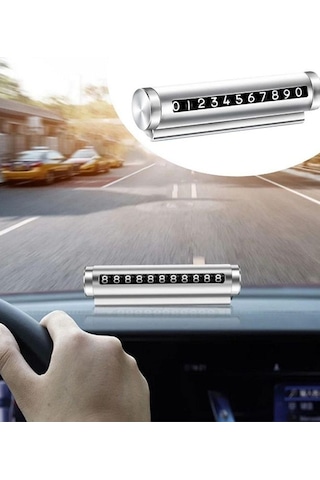 Gri Metal Kasa Numara Çevirmeli Araç İçi Telefon Numaratör Park Numarası Parkmatik Araba Numaratör