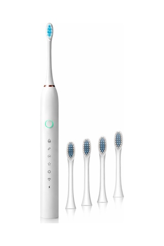 Exenar - Beyaz - Şarjlı Sonic Diş Fırçası 6 Mod 4 Başlık Ipx7 Su Geçirmez Elektrikli Diş Temizleme Fırçası Titreşimli Şarjlı