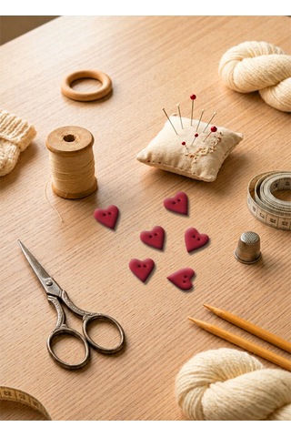 Kırmızı El Yapımı Polimer Kil Kalp Düğme 1,5 Cm Dekoratif Örgü, Bebek Yeleği Ve Amigurumi Düğmesi