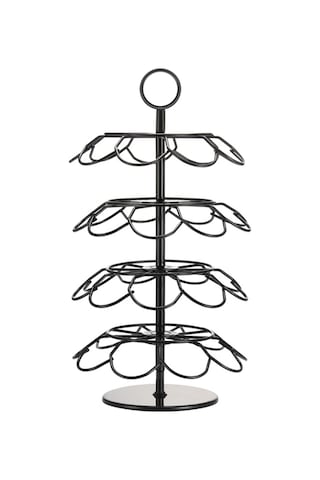 Geeksen Siyah Demir 36 Kapsül Depolama Rafı - 360 Derece Döner, Masüstü Kahve Kapsülü Organizerı Siyah