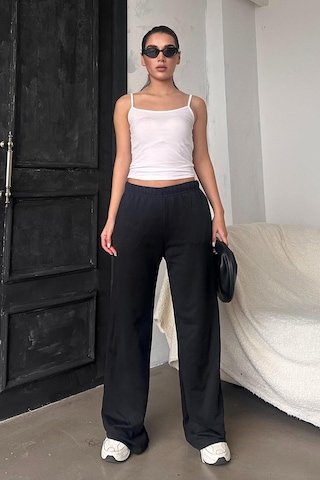 Madmext Siyah Bol Paça Kadın Eşofman Altı Mg2279 Siyah