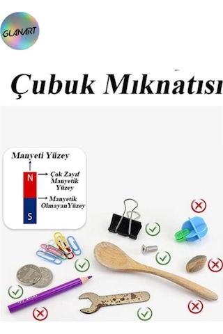 2 Adet Çubuk Mıknatıs Okul Deney Çalışmaları İçin Şekilli Çubuk Mıknatıs