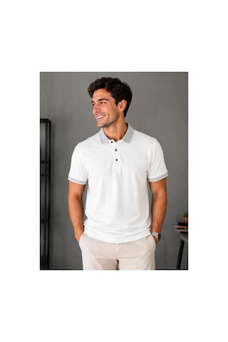 Roballi Erkek Çekmeyen Pamuklu Kumaş Kıvrılmaz Polo Yaka T-shirt Beyaz