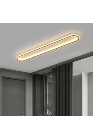 Gold Oval 120x16cm Kumandalı,dimli 3 Işık Rengi, Led Tavan Lambas Beyaz - Eskitme