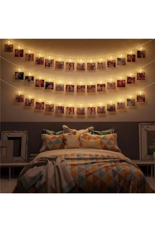 Nettenevime Led Mandal Işıklı Fotoğraf Mandalı 20 Li