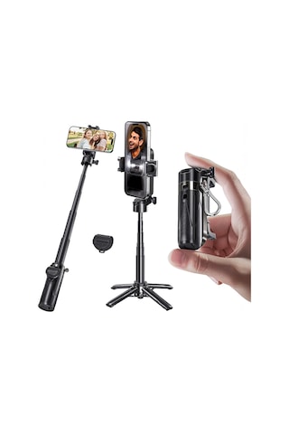 Jmary Mt-18 360 Derece Dönebilen Kumandalı Selfie Çubuğu Ve Tripod Siyah