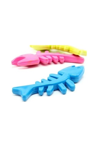 Balık Kemiği İskelet Şekilli Renkli Plastik Kedi Oyuncağı Bx40