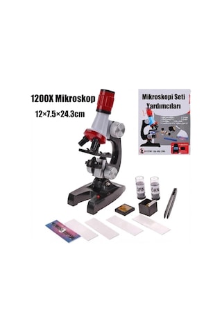 Bilimsel Çocuk Mikroskop Seti Yüksek Zoom Led Işıklı 100x 400x 1000x 1200x