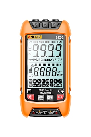 Prestigegoods Aneng Sz02 Akıllı Dijital Multimetre 9999 Counts Otomatik Ölçüm Ncv Evrensel H Turuncu