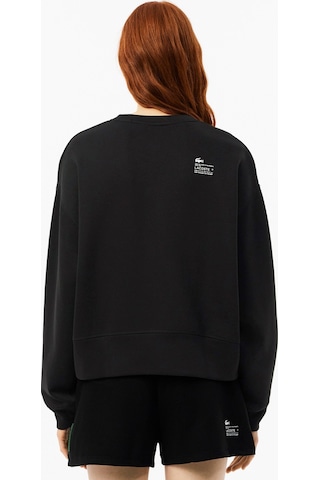 Lacoste Oversized Cotton Womens Sweatshirt Bol Kesim Bisiklet Yaka Pamuklu Kadın Sweatshirt Siyah