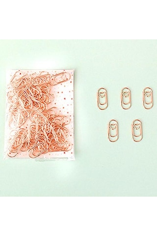 Rose Gold 50 Adet/torba Metal Mini Kalp Gül Altın Ataş Yer Işareti Planlayıcısı Okul Ofis Kırtasiye