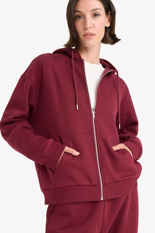 Defacto Relax Fit Kapüşonlu Basic Düz Kalın Fermuarlı Sweatshirt C1809ax25aubr115 Bordo