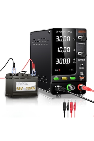 Ayarlı Dc Güç Kaynağı 30v/10a Şarj Fonksiyonlu Siyah