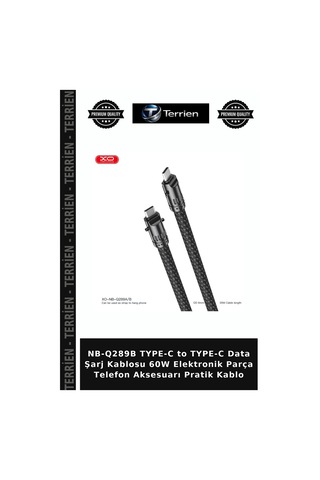 Nb-q289b Type-c To Type-c Data Şarj Kablosu 60w Elektronik Parça Telefon Aksesuarı Pratik Kablo