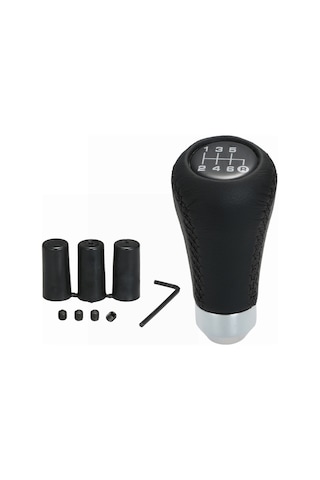 Yifomall Siyah Kırmızı Dikişli 6 Vites Evrensel Manuel Vites Topuzu - Kolay Montaj, Spor Görünüm Siyah