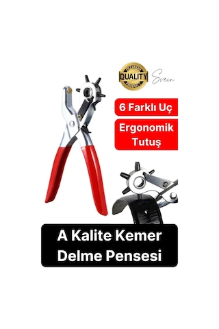 6 Uçlu Kemer Ve Deri Delme Delici Aleti Ergonomik Saplı Metal Çelik Delgeç Hızlı Pratik Kolay Zımba