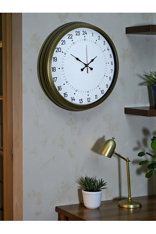 40 Cm Eskitme Metal 24 Saat Göstergeli Özel Tasarım Duvar Saati Pl-4097e