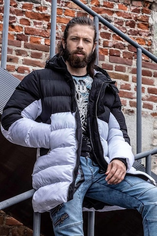 Cipo & Baxx Cm206 Siyah Ve Beyaz Erkek Şişme Mont Siyah