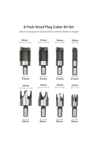 Hallow Ağaç İşleme Pah Delme Aracı Ahşap Kesici 8 Adet