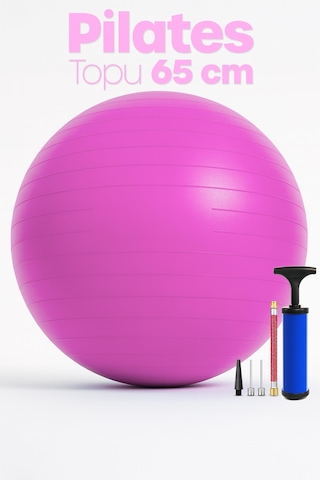 65 Cm Pilates Topu Ve Pompa Seti 155-170 Cm Boy İçin Uygun Dayanıklı Anti-slip Pembe