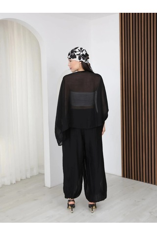 Nazzain Oversize Tül Gömlek Siyah
