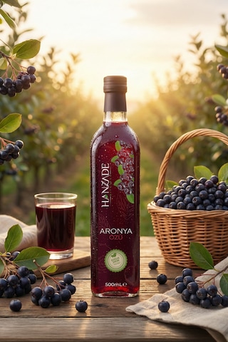 Hanzade Bitkisel Aronya Özü 500 Ml X 2 Adet Soğuk Pres, Yoğun Tat, Cam Şişe