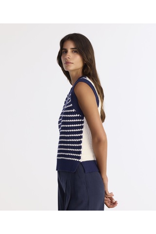 Yargıcı Regular Bisiklet Yaka Kolsuz Kol Kazak 25kktr2038x 004 Lacivert