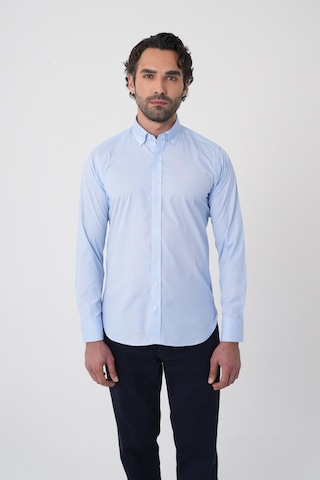 Bisse Regular Fit Erkek Uzun Kol Paşa Yaka Cepsiz Pamuk Mavi Gömlek Gmczg250133 D35 Mavi
