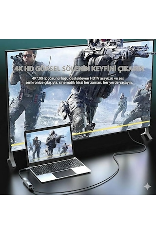 7in1 4k Hdmi 2xusb 3.0 Sd Tf Kart Okuyucu Pd 100w Type-c Şarj Çevirici Adaptör