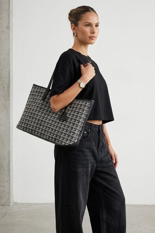 Madmext Michelle Siyah Monogram Omuz Çantası Mg2838