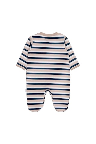 Civil Baby Çizgili 26 Baskılı Şapkalı 1-9 Ay Tulum - Bej Açık Vizon