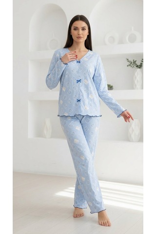 Divinus Panda Desenli Bayan Pijama Takımı mavi