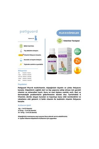 Patiguard Plus B For Dogs Köpek İçin Tüy Dökülme Engelleyici 50 ML