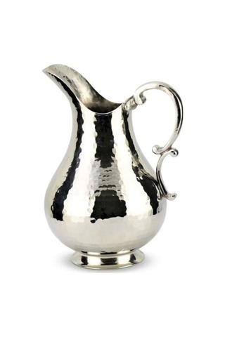 Bakır Bardak Sürahi Takımı Tepsili Gümüş