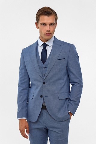 Buz Mavi Slim Armürlü Sivri Yaka 6 Drop Takım Elbise-38699 Buz Mavi