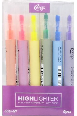 Cengo Fosforlu Kalem 6lı Set Çok Renkli