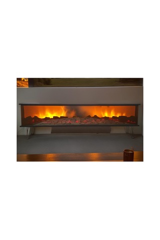 Tv Sehpası Full Şömineli Kumandalı Bluetooth Stereo Ses 6 Modlu Ünite 175 Cm Mdf Metal Ayak Antrasit Gri Ve Krom Antrasit Gri Ve Krom
