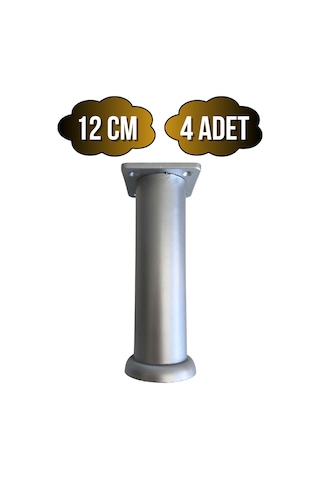 Plastik Gümüş Ayarlı Ayak Mobilya Masa Ve Dolap Ayağı 12cm Gümüş - Gri 4 Adet Gümüş
