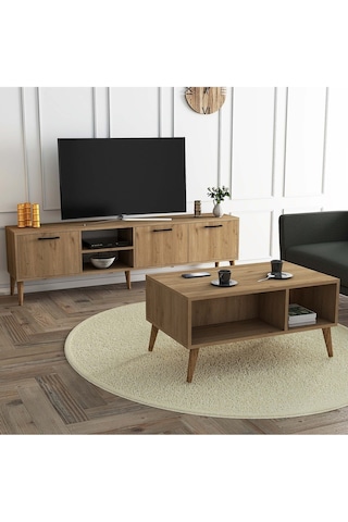 Set 1587-2076 Exxen 180 Cm Tv Ünitesi + Exxen Orta Sehpa - Sepet Rengi