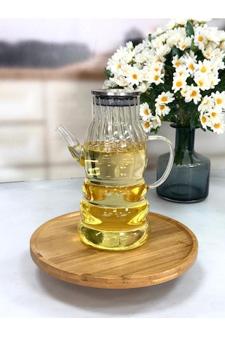 Metal Kapaklı Cam Yağdanlık 1000 Ml 1000 Ml Şeffaf