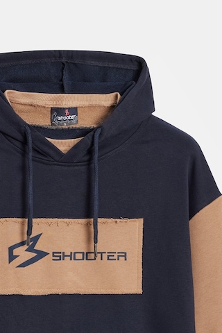 Shooter Sportwear Shooter Erkek Oversize Kapüşonlu Baskılı Kanguru Cepli Sweatshirt Lacivert - Bej