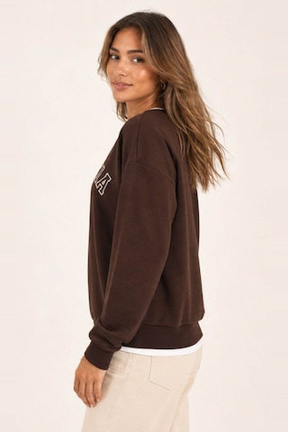 Fashion Friends Baskılı Kahverengi Kadın Sweatshirt 26k0048k1