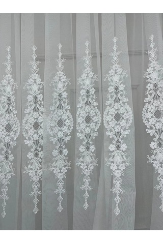 Selen 2895 Gümüş 1/2,5 Pileli Tül Perde, 100 X 270 Çok Renkli