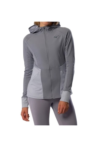 Mizuno Active Warm Hybrid Fermuarlı Kapüşonlu Kadın Yağmurluk Gri Çok Renkli
