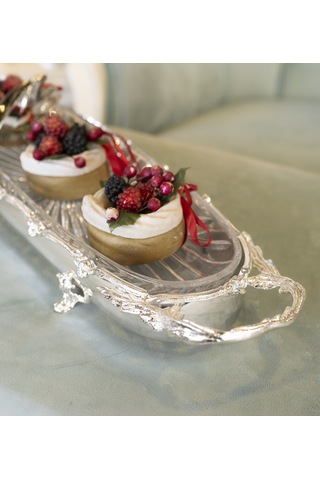 Gümüş Kaplama Oval Servislik Gümüş
